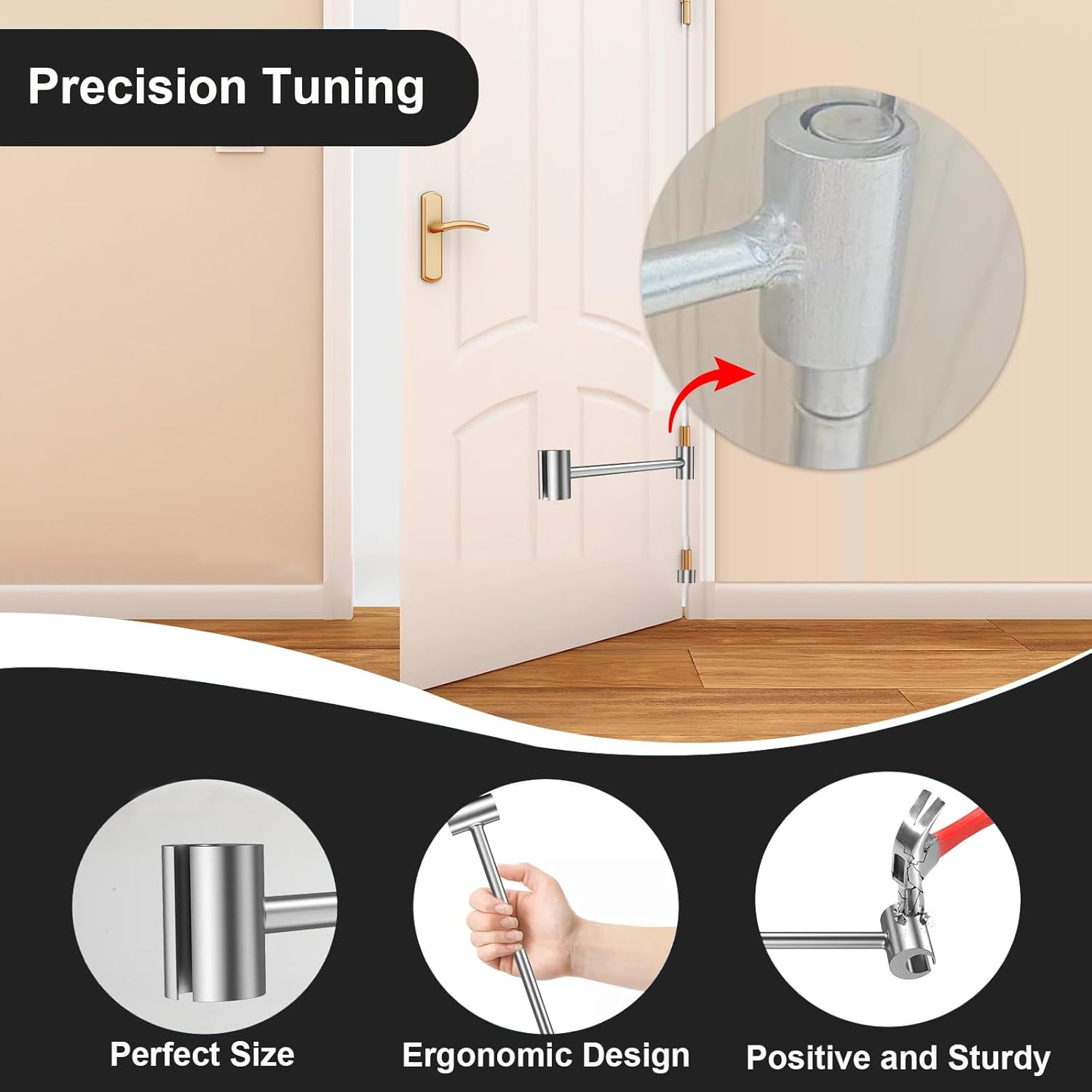 Adjustable Steel Door Hinge Repair Tool for Round Bolts (0.315-0.75in) - Double-ended Wrench for Heavy-duty Gap Adjustment