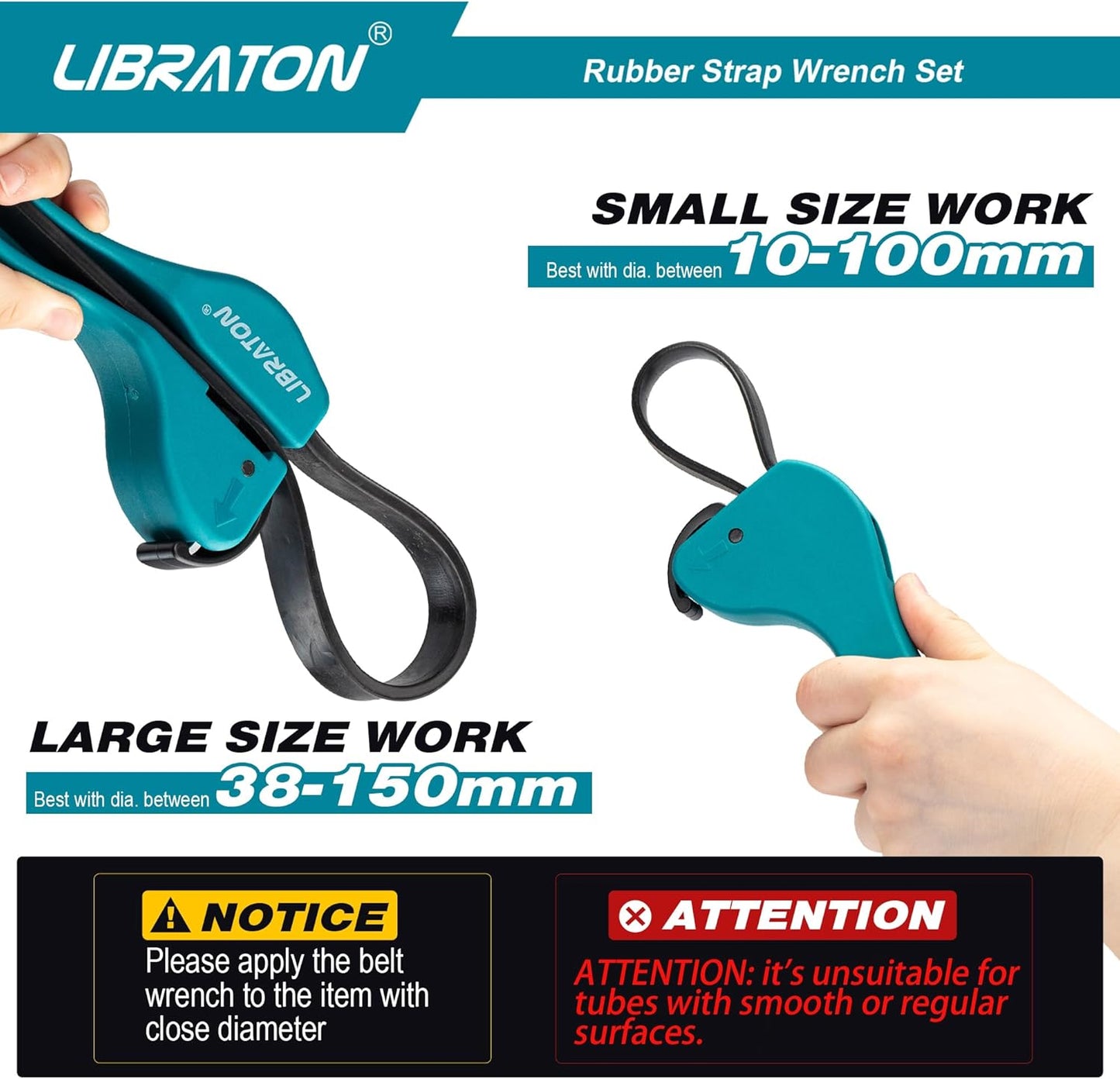 Adjustable Strap Wrench Set for Oil Filters and Jars - 2-Piece Universal Rubber Strap Wrench Kit for Multifunctional Use