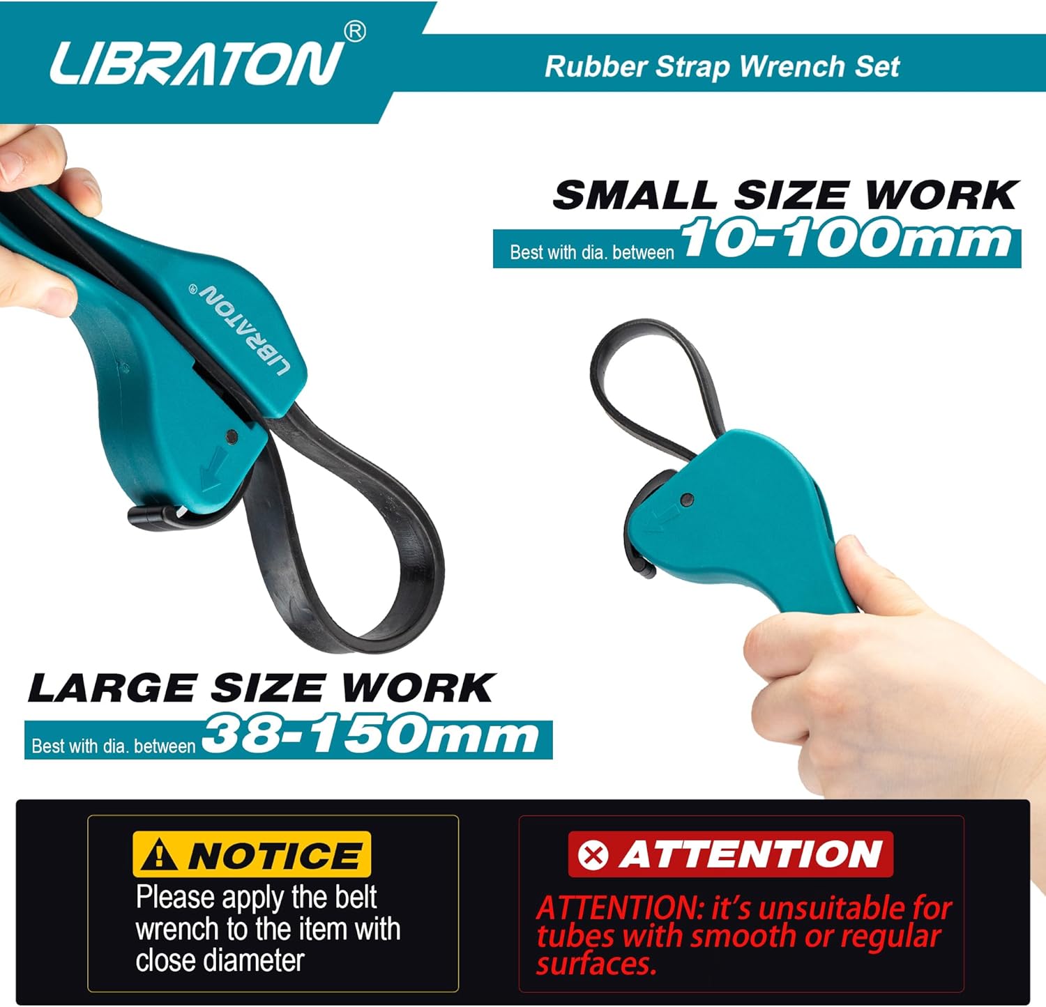 Adjustable Strap Wrench Set for Oil Filters and Jars - 2-Piece Universal Rubber Strap Wrench Kit for Multifunctional Use