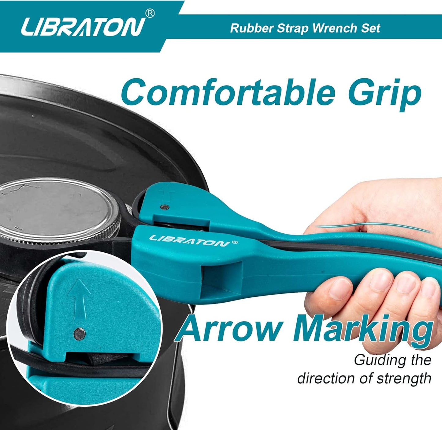 Adjustable Strap Wrench Set for Oil Filters and Jars - 2-Piece Universal Rubber Strap Wrench Kit for Multifunctional Use