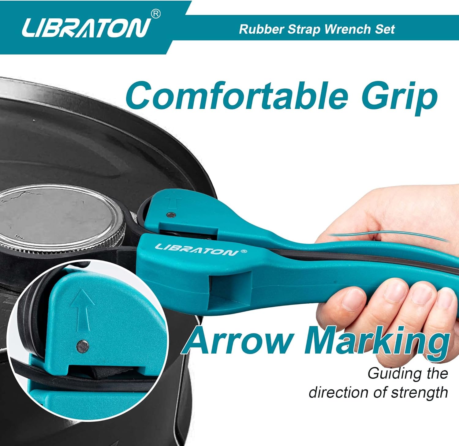 Adjustable Strap Wrench Set for Oil Filters and Jars - 2-Piece Universal Rubber Strap Wrench Kit for Multifunctional Use