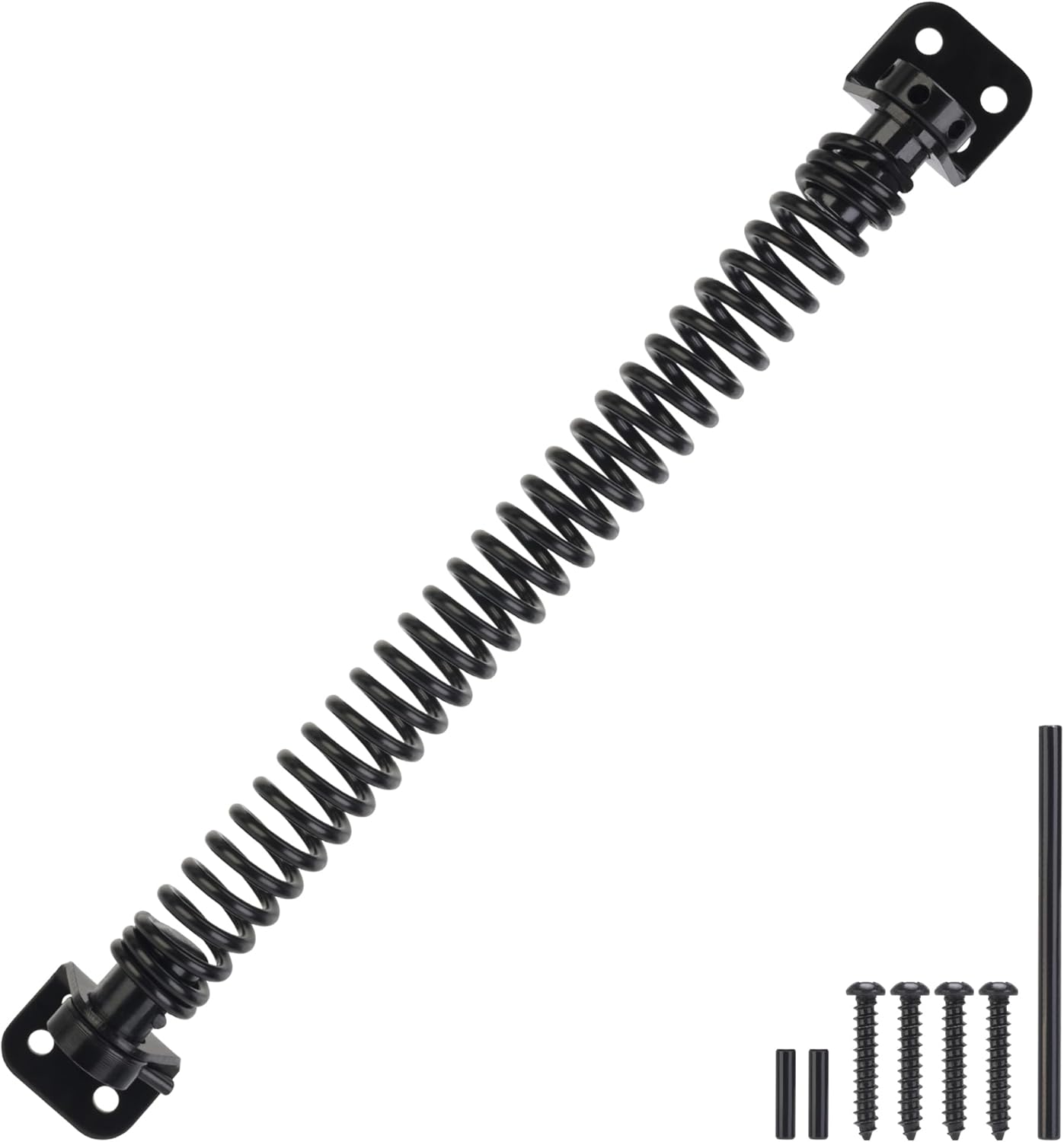 Adjustable Tension Gate Spring Closer for Wooden and Vinyl Fence - Heavy Duty Self Closing Door Closer for Outdoor Gates - 11-1/2" Black Gate Spring Hardware - 1 Pack