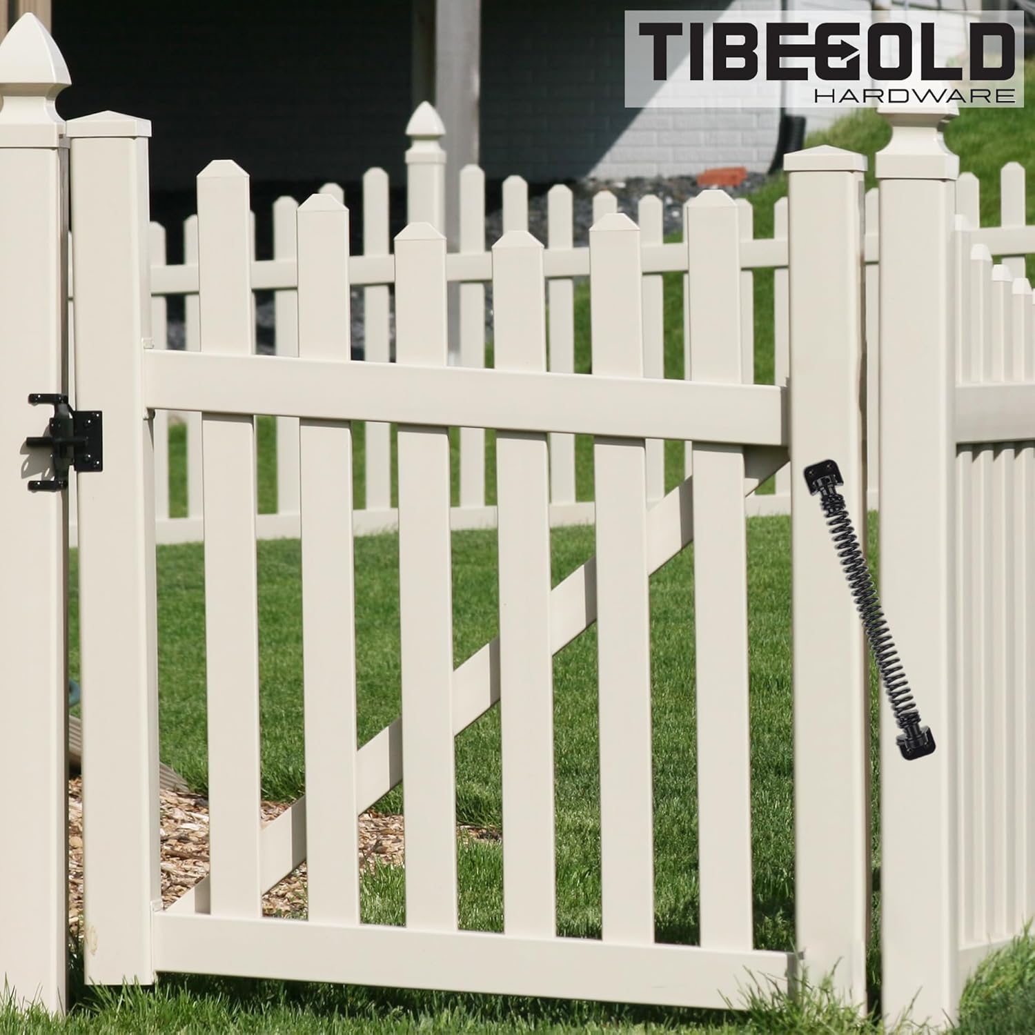 Adjustable Tension Gate Spring Closer for Wooden and Vinyl Fence - Heavy Duty Self Closing Door Closer for Outdoor Gates - 11-1/2" Black Gate Spring Hardware - 1 Pack