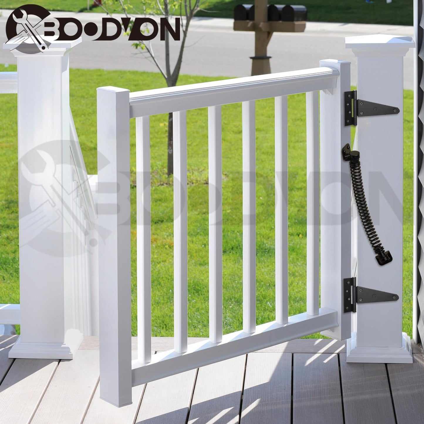 Adjustable Tension Self Closing Gate Spring for Wooden Gates, Vinyl Fences, and Steel Doors - Heavy Duty 11-1/2" Automatic Gate Closure - Black (1 Pack)