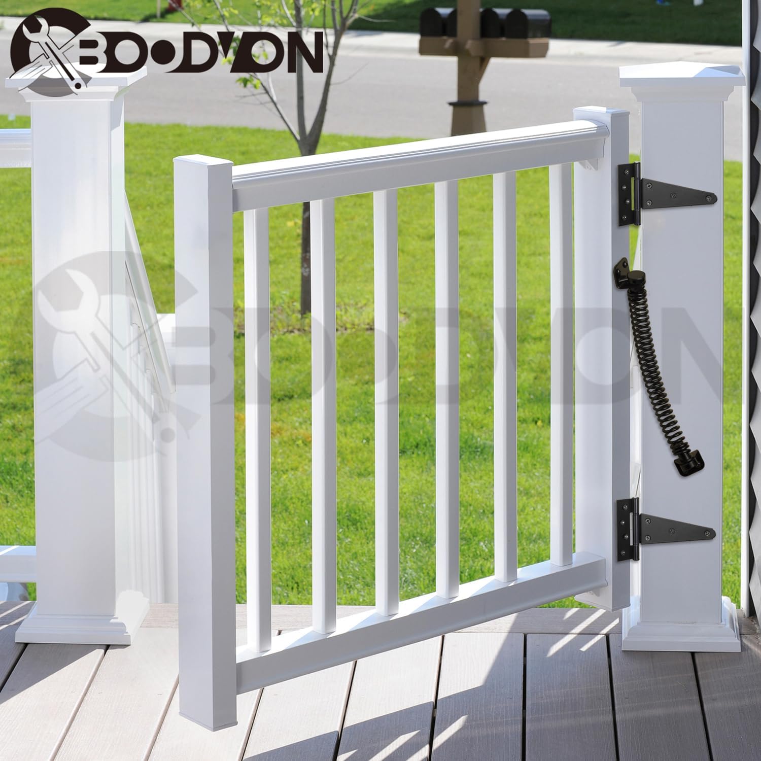 Adjustable Tension Self Closing Gate Spring for Wooden Gates, Vinyl Fences, and Steel Doors - Heavy Duty 11-1/2" Automatic Gate Closure - Black (1 Pack)