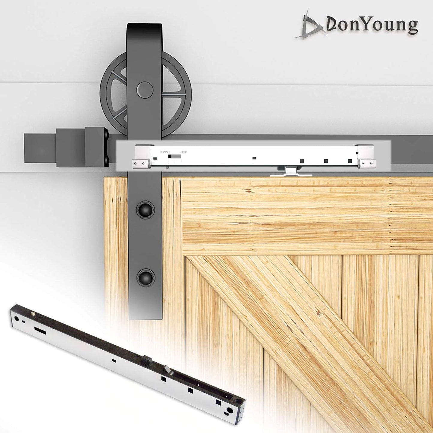 Adjustable Tension Spring Buffer Damper for Barn Doors, Set of 2 Stainless Steel Soft Close Mechanisms, Hole-Free Installation, Ideal for Doors 77-132 lbs, Includes Actuator Spacers