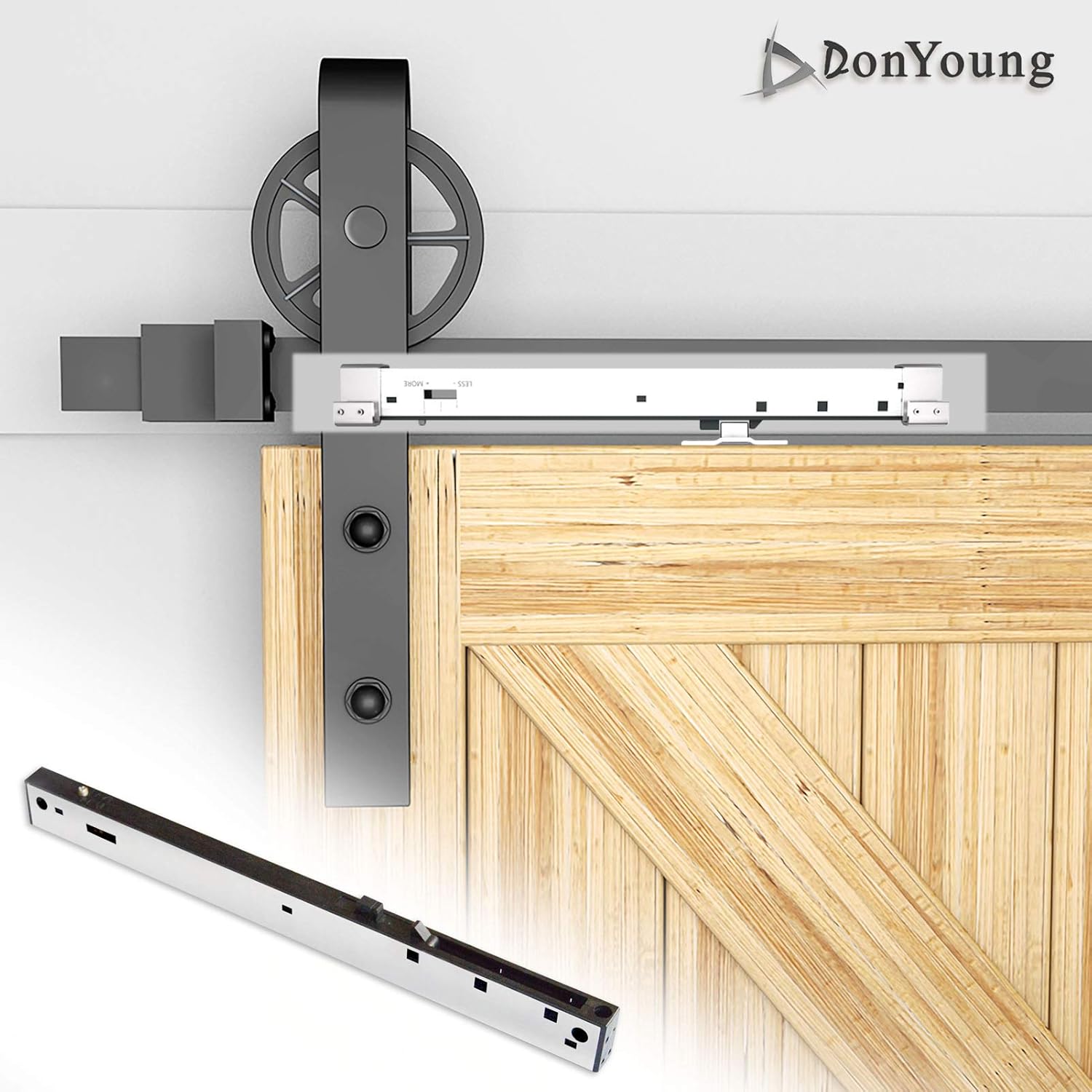 Adjustable Tension Spring Buffer Damper for Barn Doors, Set of 2 Stainless Steel Soft Close Mechanisms, Hole-Free Installation, Ideal for Doors 77-132 lbs, Includes Actuator Spacers