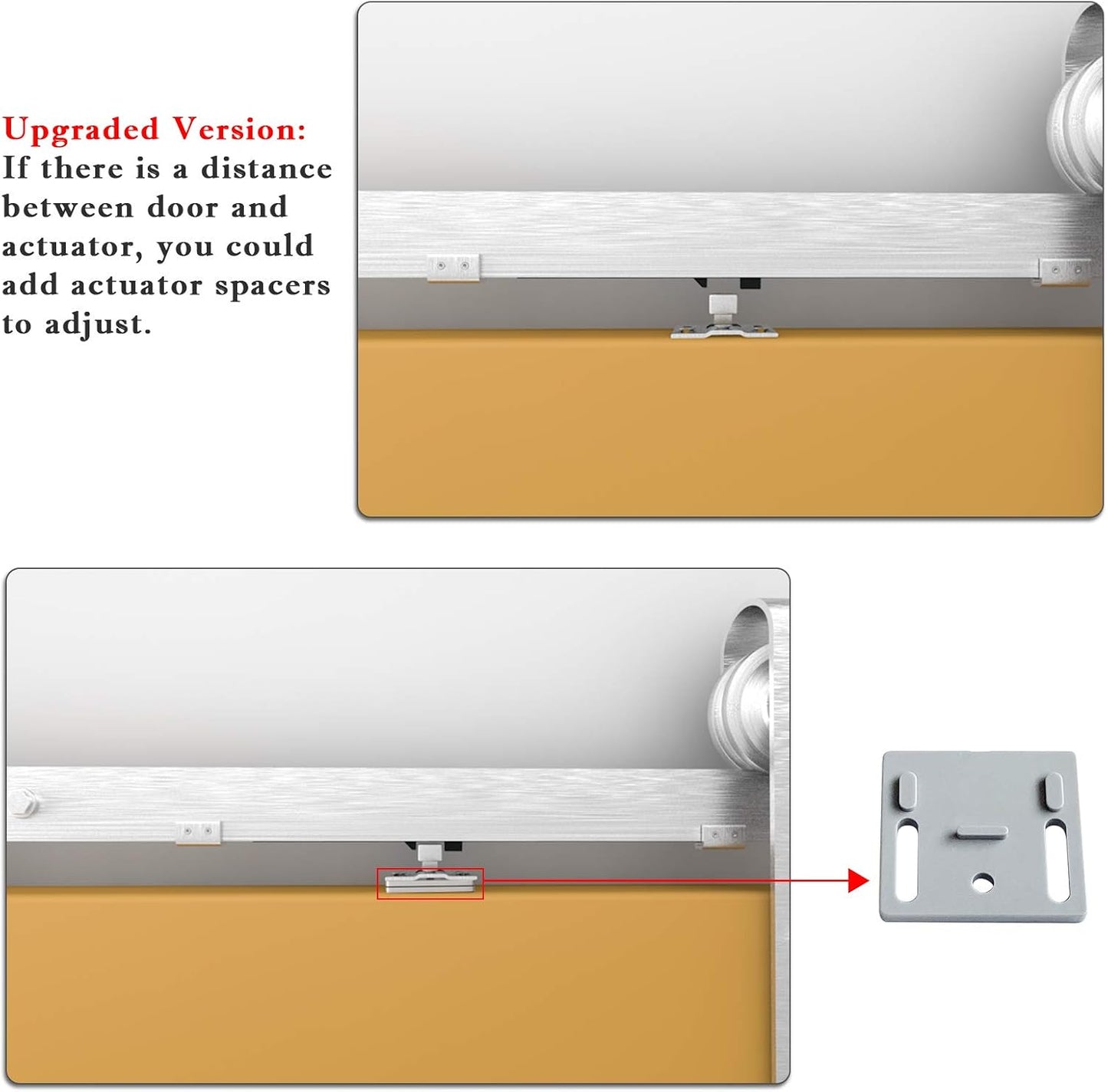 Adjustable Tension Spring Buffer Damper for Barn Doors, Set of 2 Stainless Steel Soft Close Mechanisms, Hole-Free Installation, Ideal for Doors 77-132 lbs, Includes Actuator Spacers