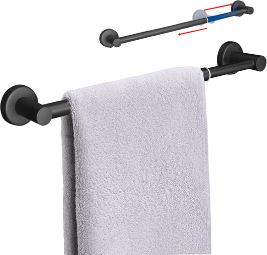 Adjustable Towel Bar Holder for Bathroom and Kitchen - Wall Mounted Towel Rack with Size 14-24.5 Inch - Matte Black Finish - Single Pack