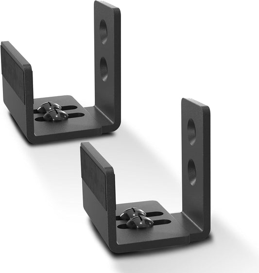 Adjustable U-Shape Sliding Barn Door Bottom Floor Guide Set - Fits Various Distances, Wall Mount System for Doors & Cabinets - Black (2 Pack) - WildKart