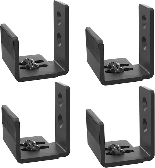 Adjustable U-Shape Sliding Barn Door Bottom Floor Guide System for Doors & Cabinets - Black (4 Pack)