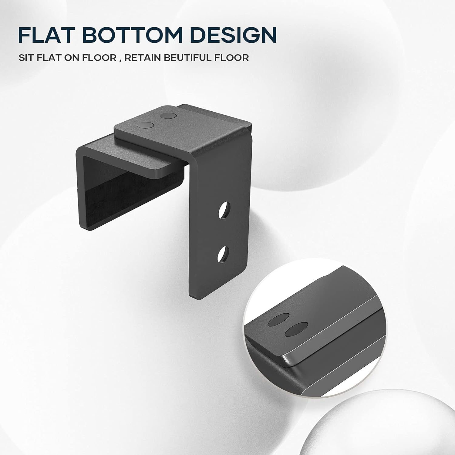 Adjustable U-Shape Sliding Barn Door Bottom Floor Guide System for Doors & Cabinets - Black (4 Pack)