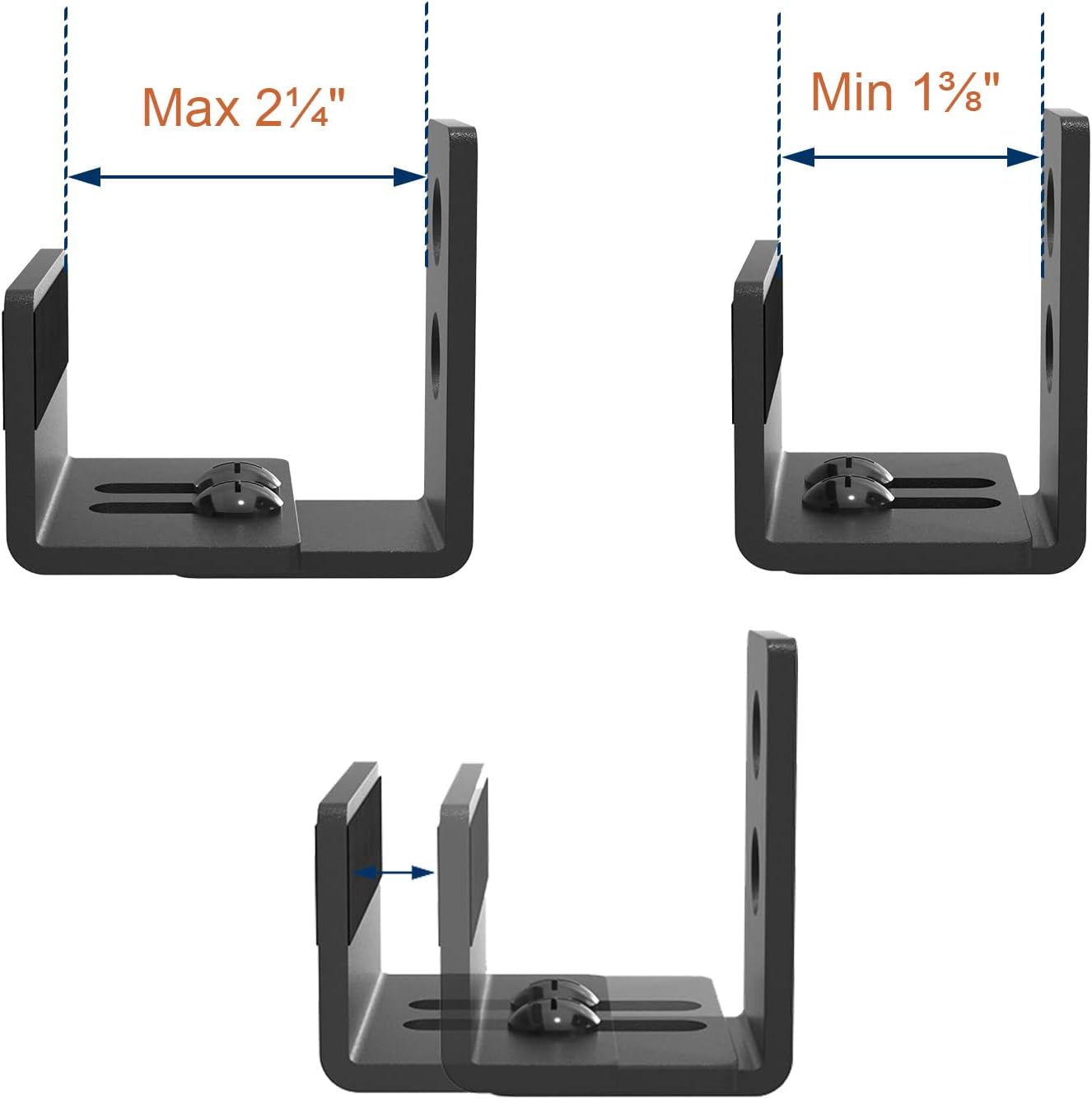 Adjustable U-Shape Sliding Barn Door Bottom Floor Guide System for Doors & Cabinets - Black (4 Pack)