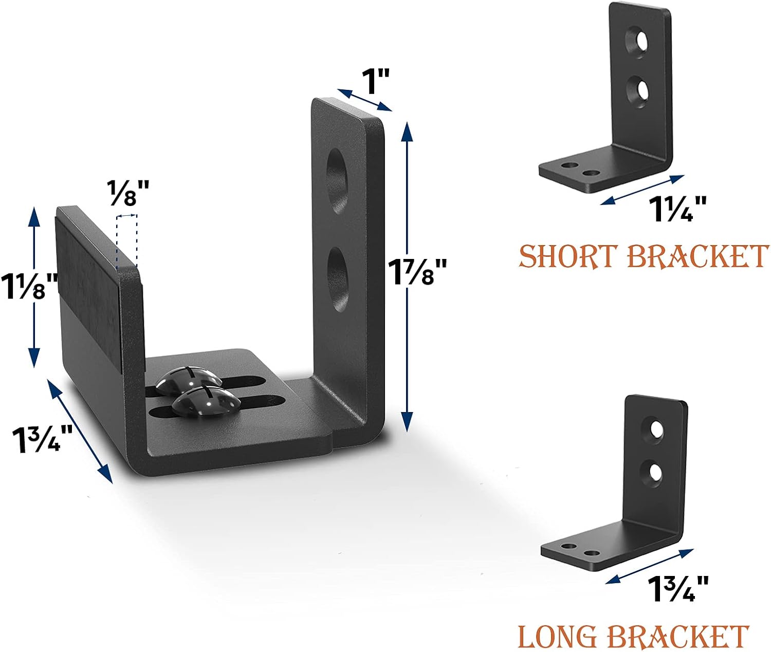 Adjustable U-Shape Sliding Barn Door Bottom Floor Guide System for Doors & Cabinets - Black (4 Pack)