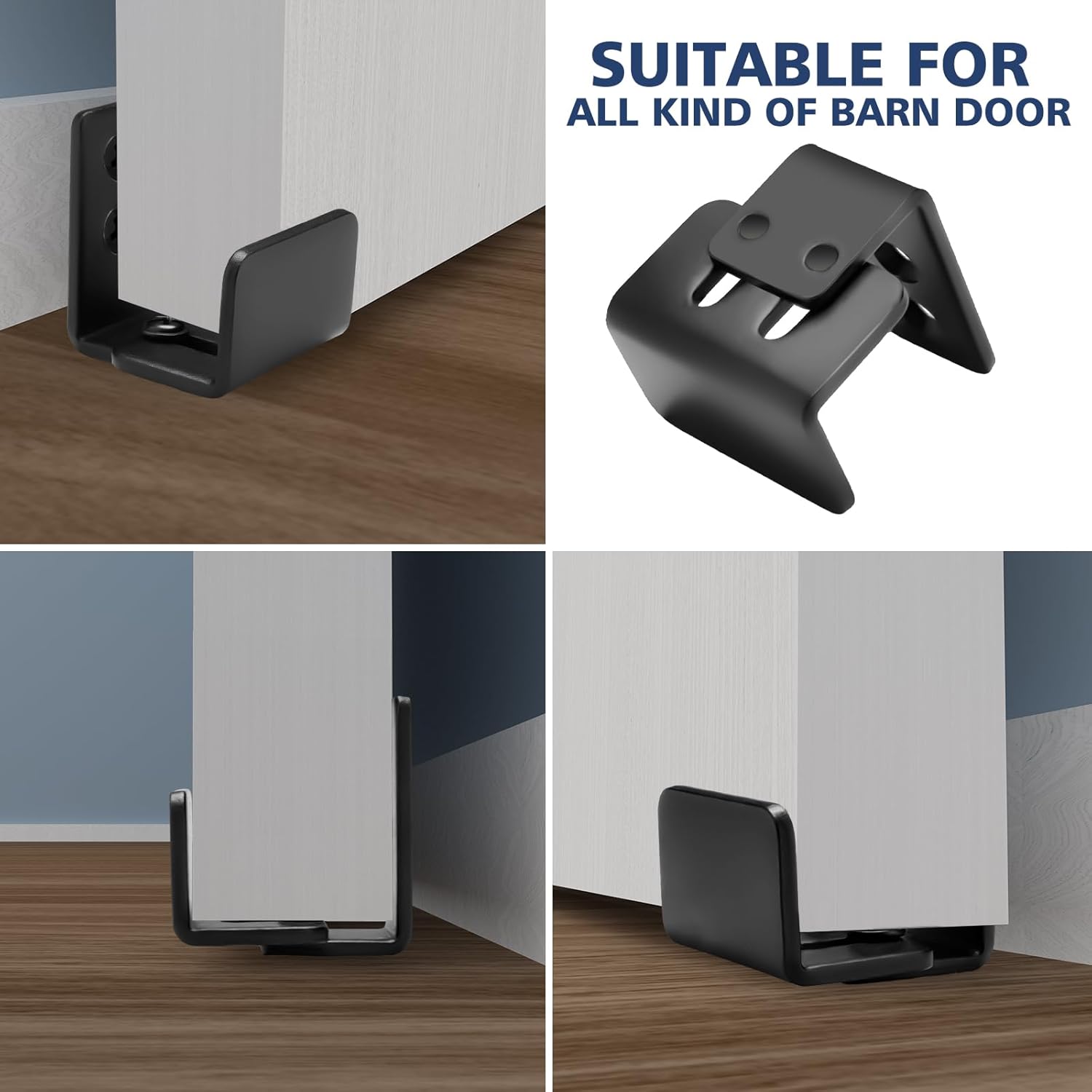 Adjustable U-Shape Sliding Barn Door Floor Guide with Wall Mount System - 1 Pack