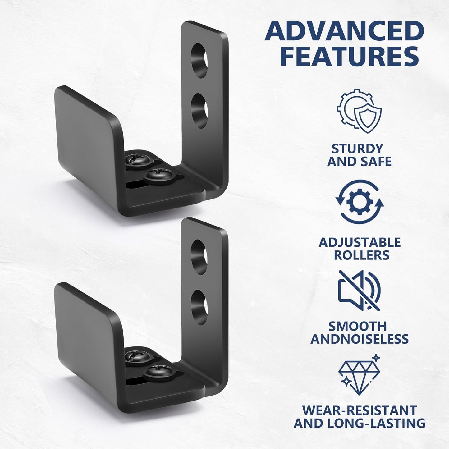 Adjustable U-Shape Sliding Barn Door Floor Guide with Wall Mount System - 1 Pack