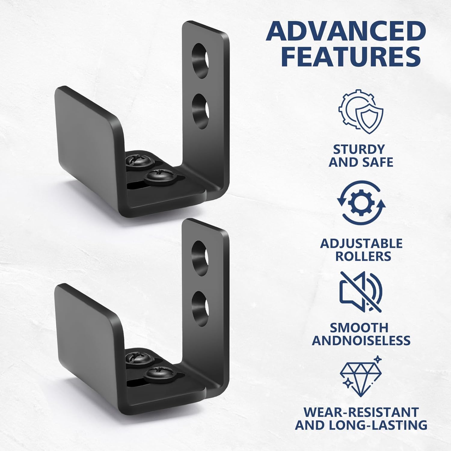 Adjustable U-Shape Sliding Barn Door Floor Guide with Wall Mount System - 1 Pack