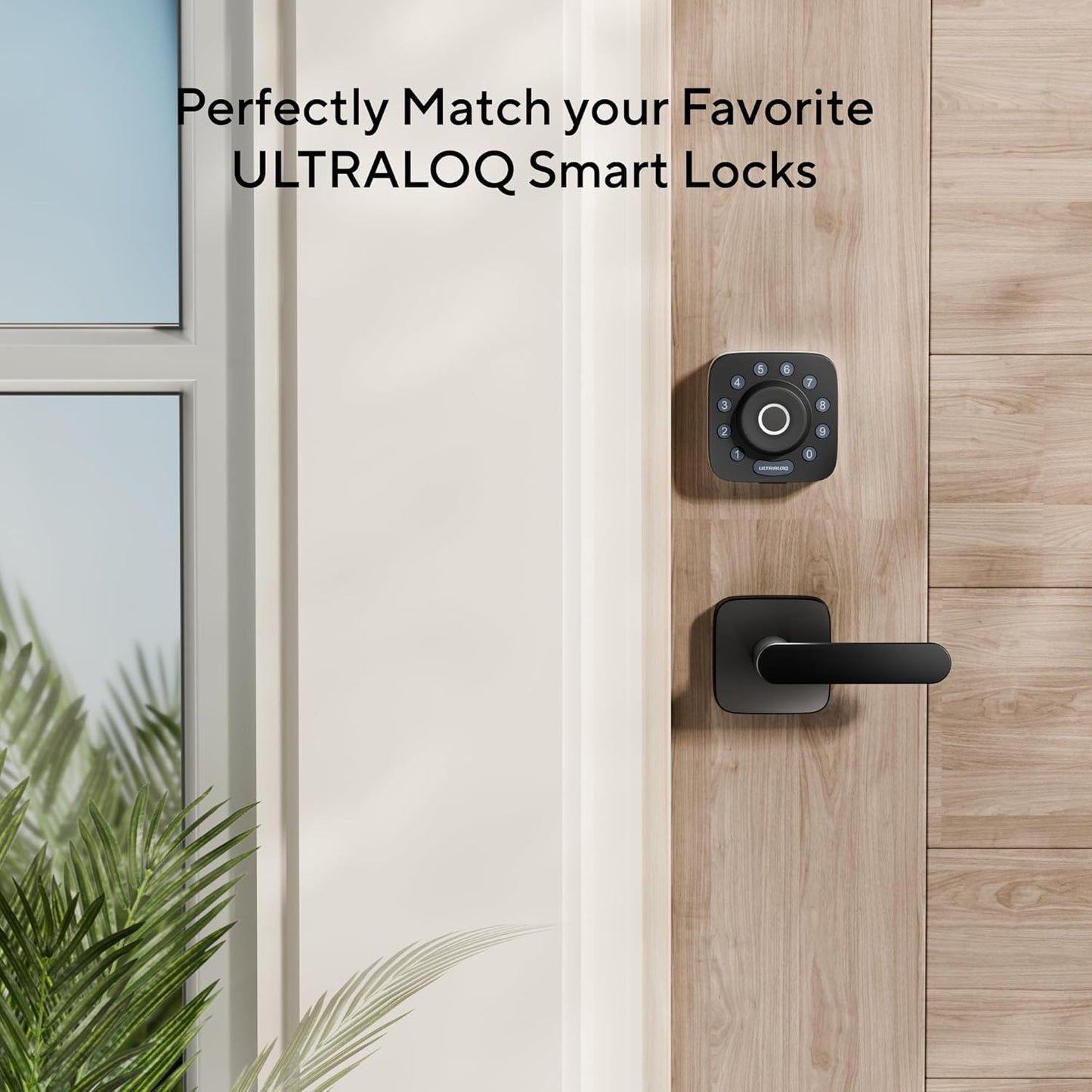 Adjustable ULTRALOQ Passage Lever Door Handle in Matte Black Finish, Reversible for Interior/Exterior Doors, Waterproof with Adjustable Latch