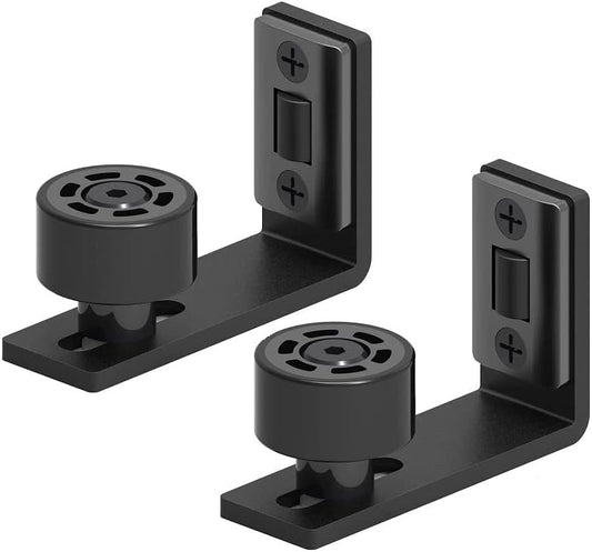 Adjustable Wall Mount Sliding Barn Door Floor Guide - Flush Bottom Door Guides (2 Pack, Black)