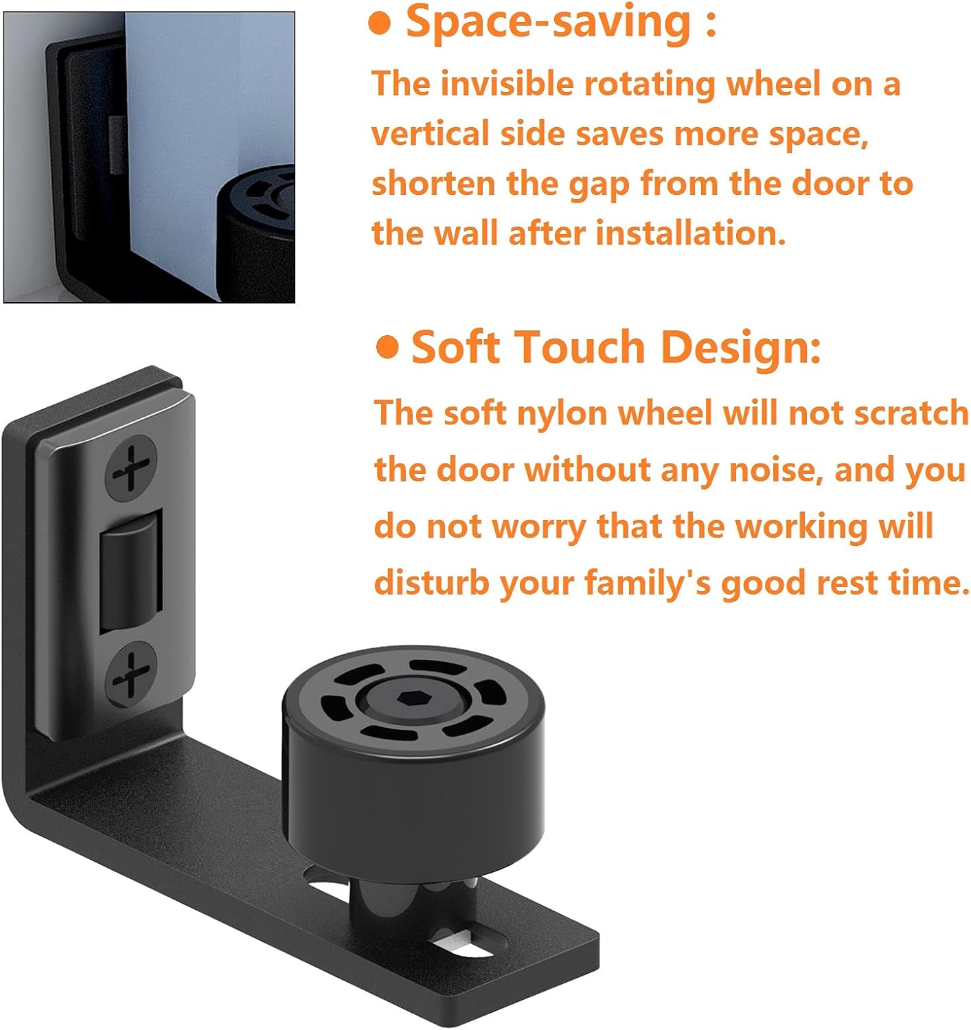 Adjustable Wall Mount Sliding Barn Door Floor Guide - Flush Bottom Door Guides (2 Pack, Black)