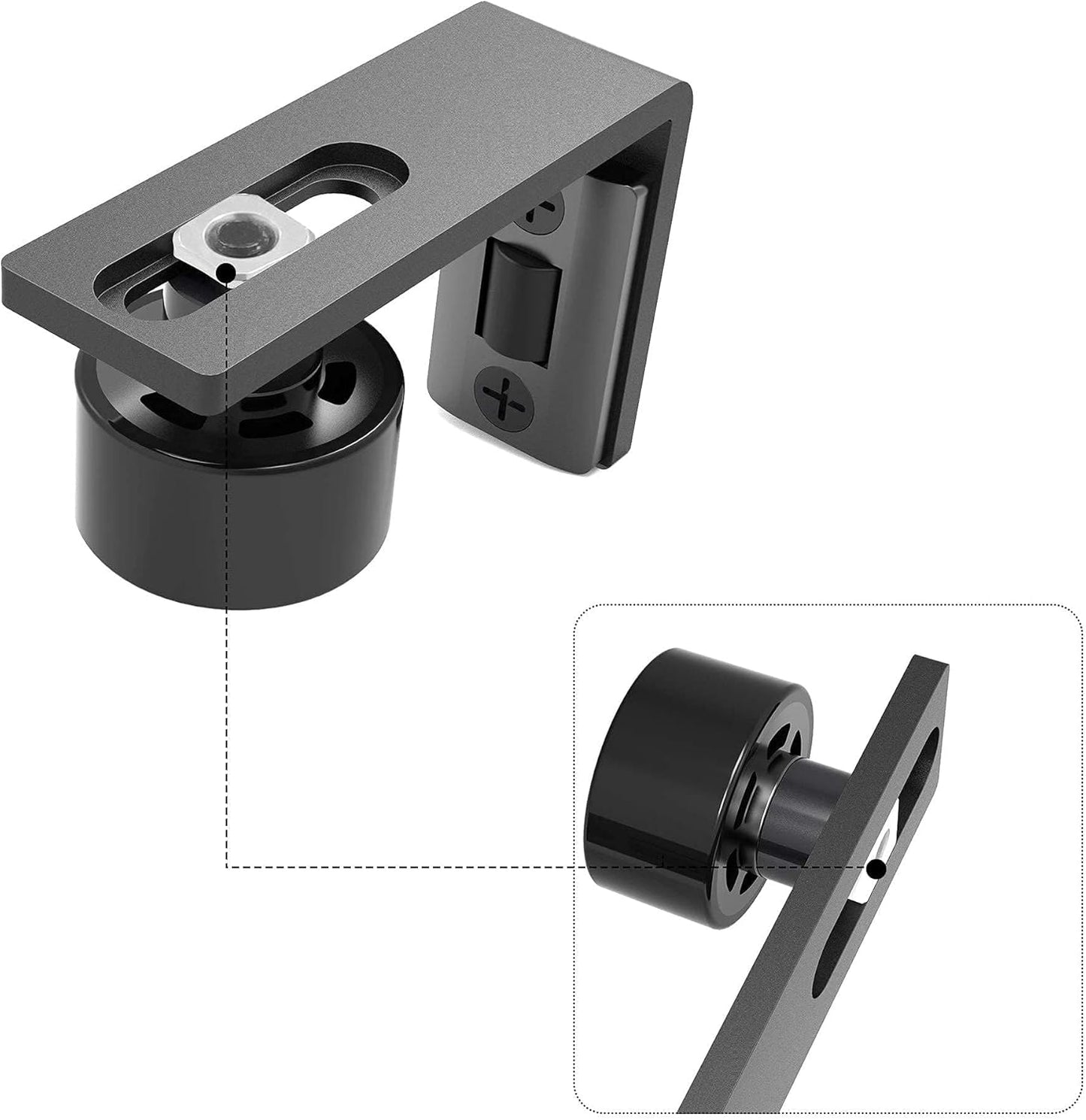 Adjustable Wall Mounted CCJH Sliding Barn Door Floor Guide with Double Rollers - Black - WildKart