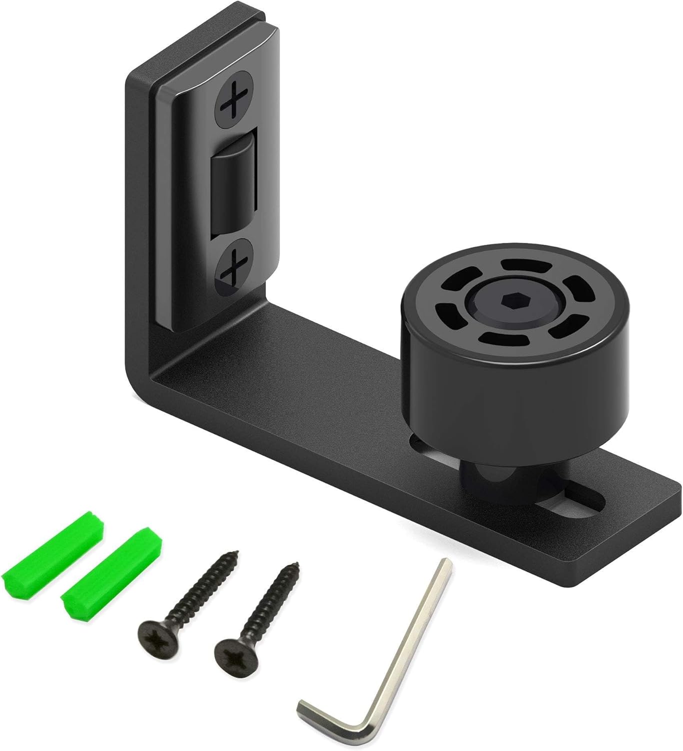 Adjustable Wall Mounted CCJH Sliding Barn Door Floor Guide with Double Rollers - Black - WildKart