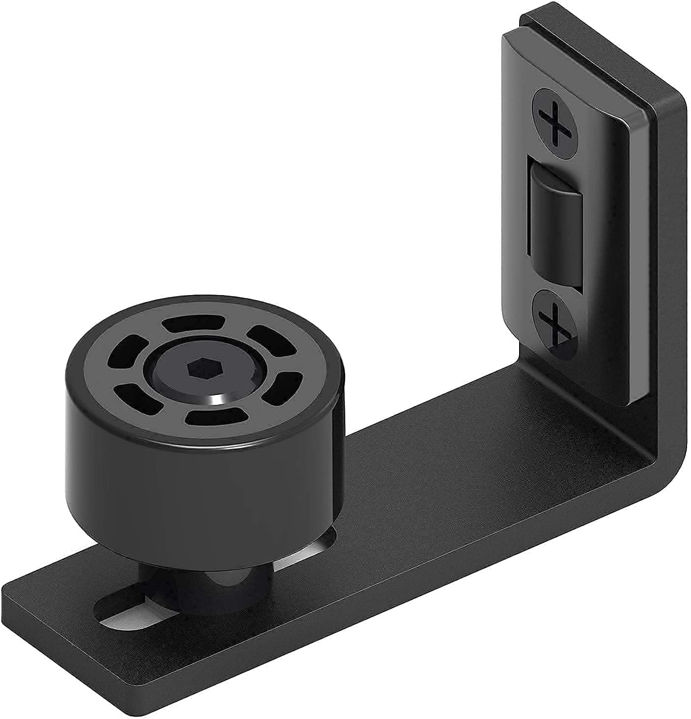 Adjustable Wall Mounted CCJH Sliding Barn Door Floor Guide with Double Rollers - Black - WildKart