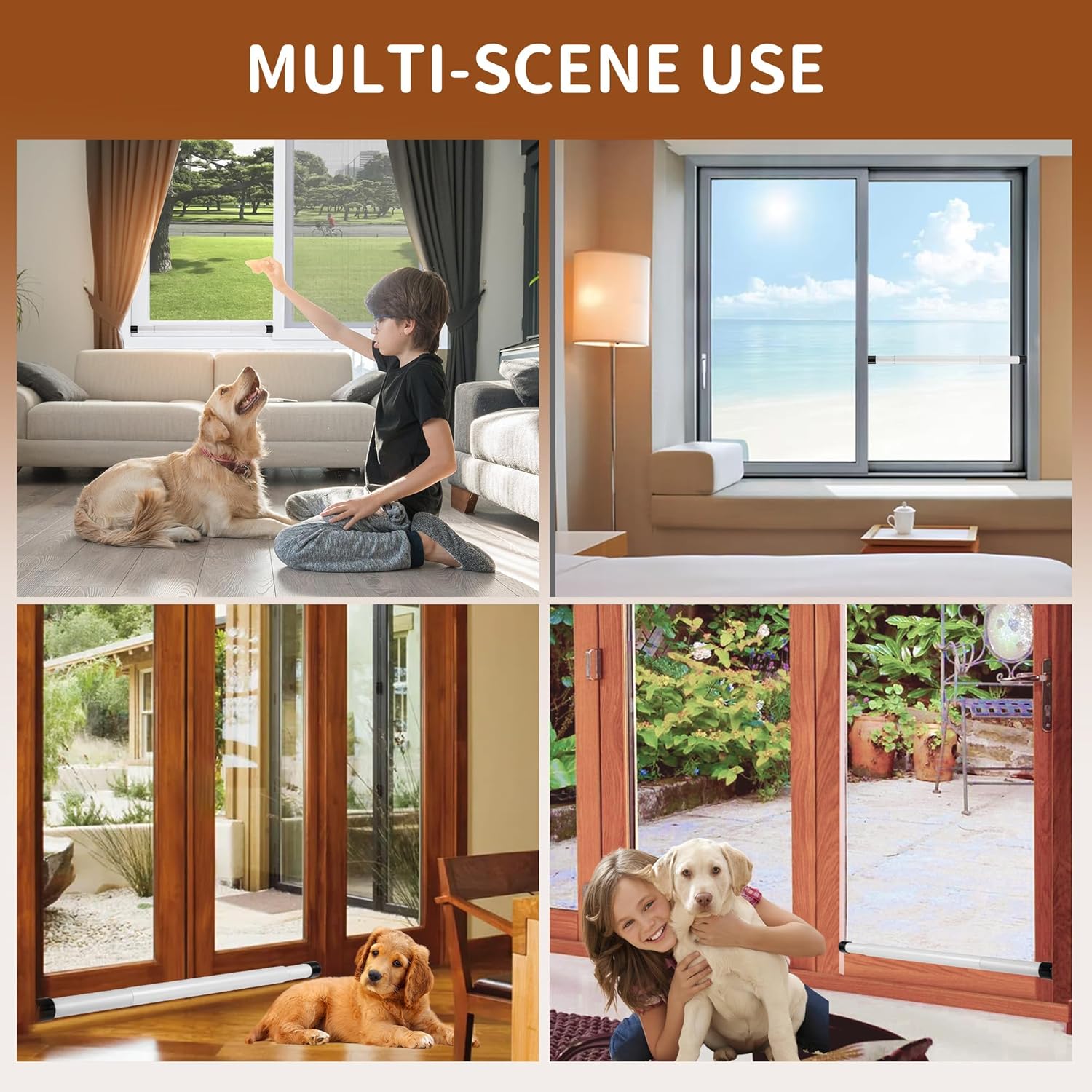 Adjustable White Sliding Door Security Bar with Rubber Tips - 17-46 Inches - Window and Patio Door Lock for Home Security