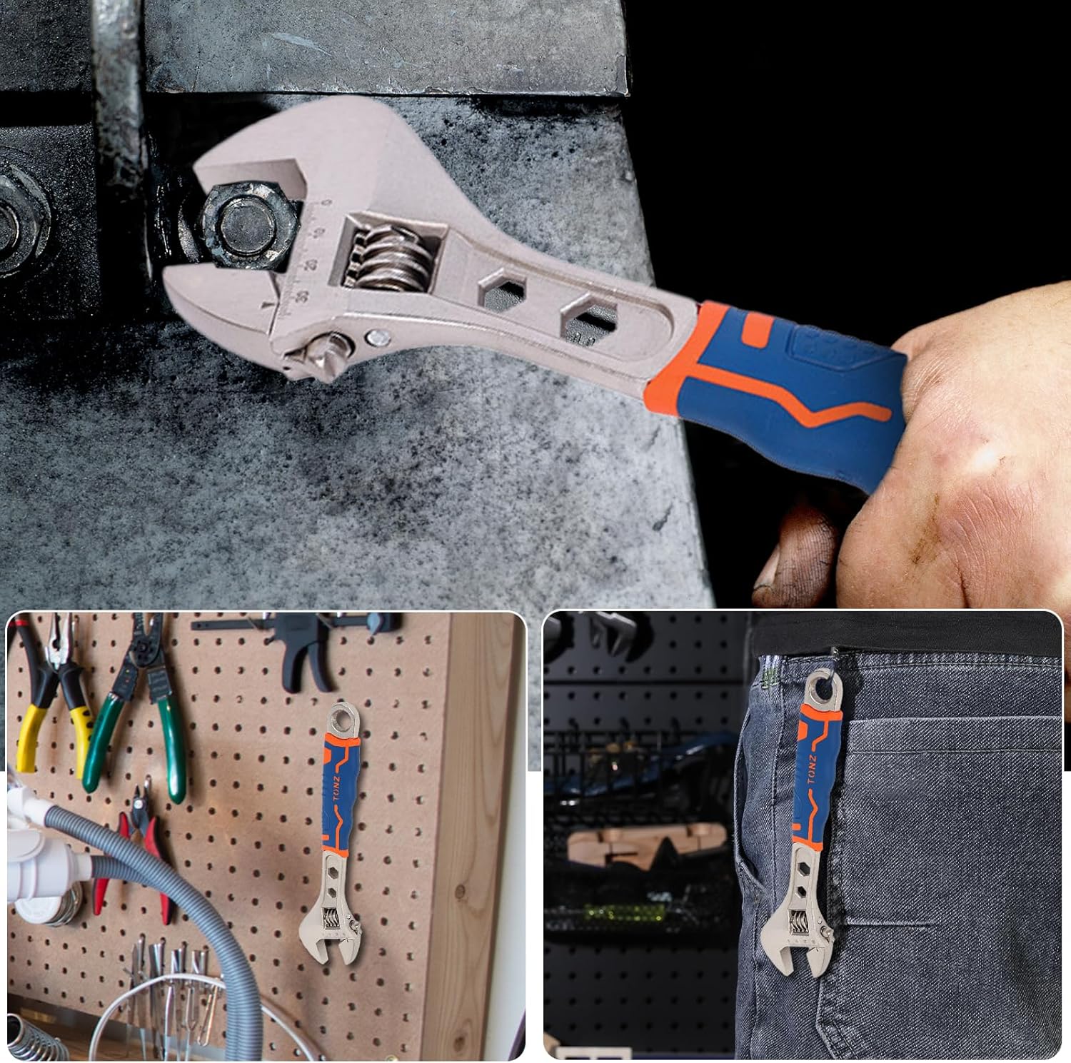 Adjustable Wrench Set - 6-Inch Wrenches with Rubber Grip Handle for Home, Garage, Workshop - Carbon Steel Design by QILUCKY