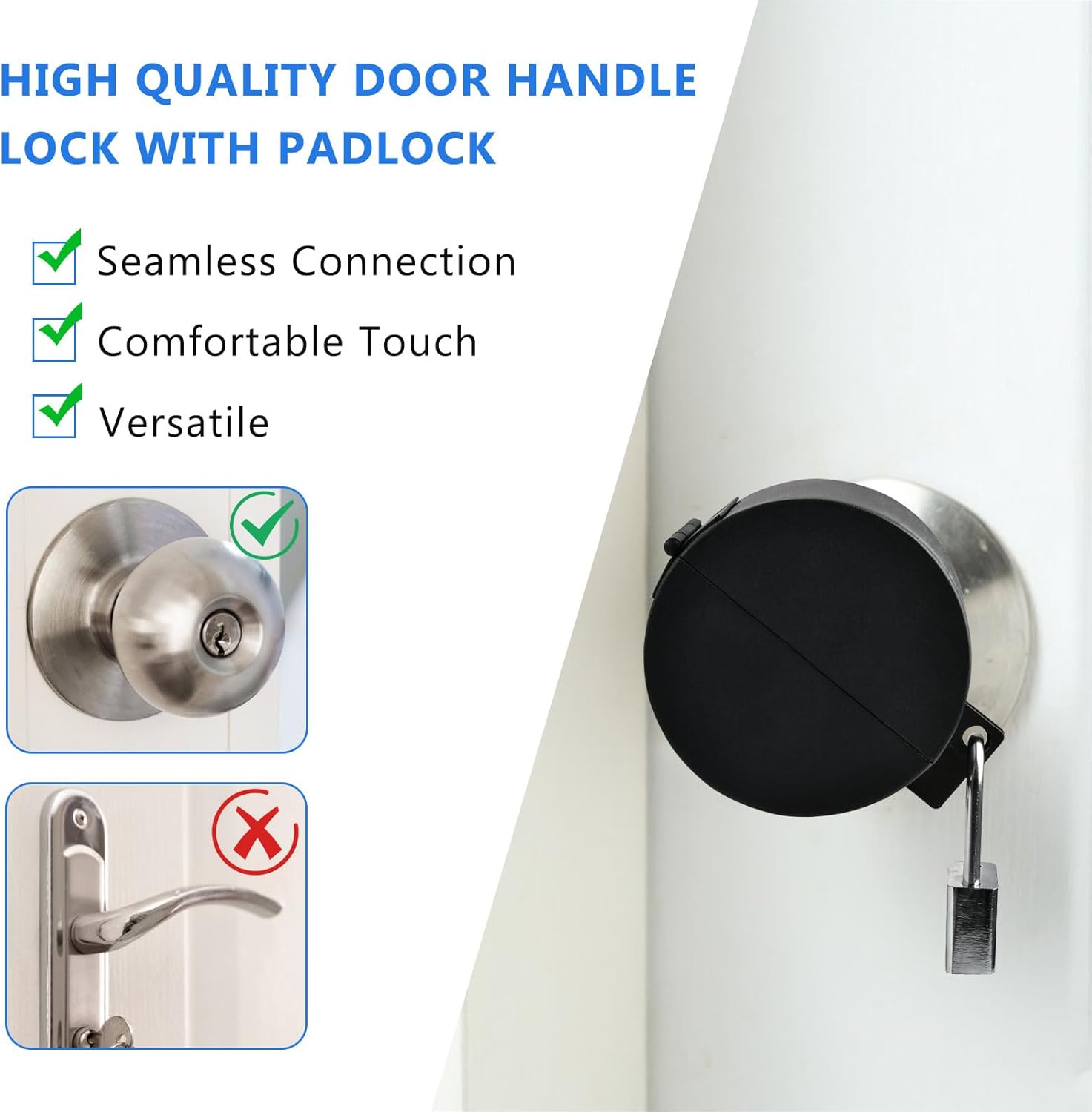 Aemygo Door Knob Lock Out Device with Padlock for Child Safety - Prevents Turning & Operating Handle, Disable Access to Keyhole - WildKart