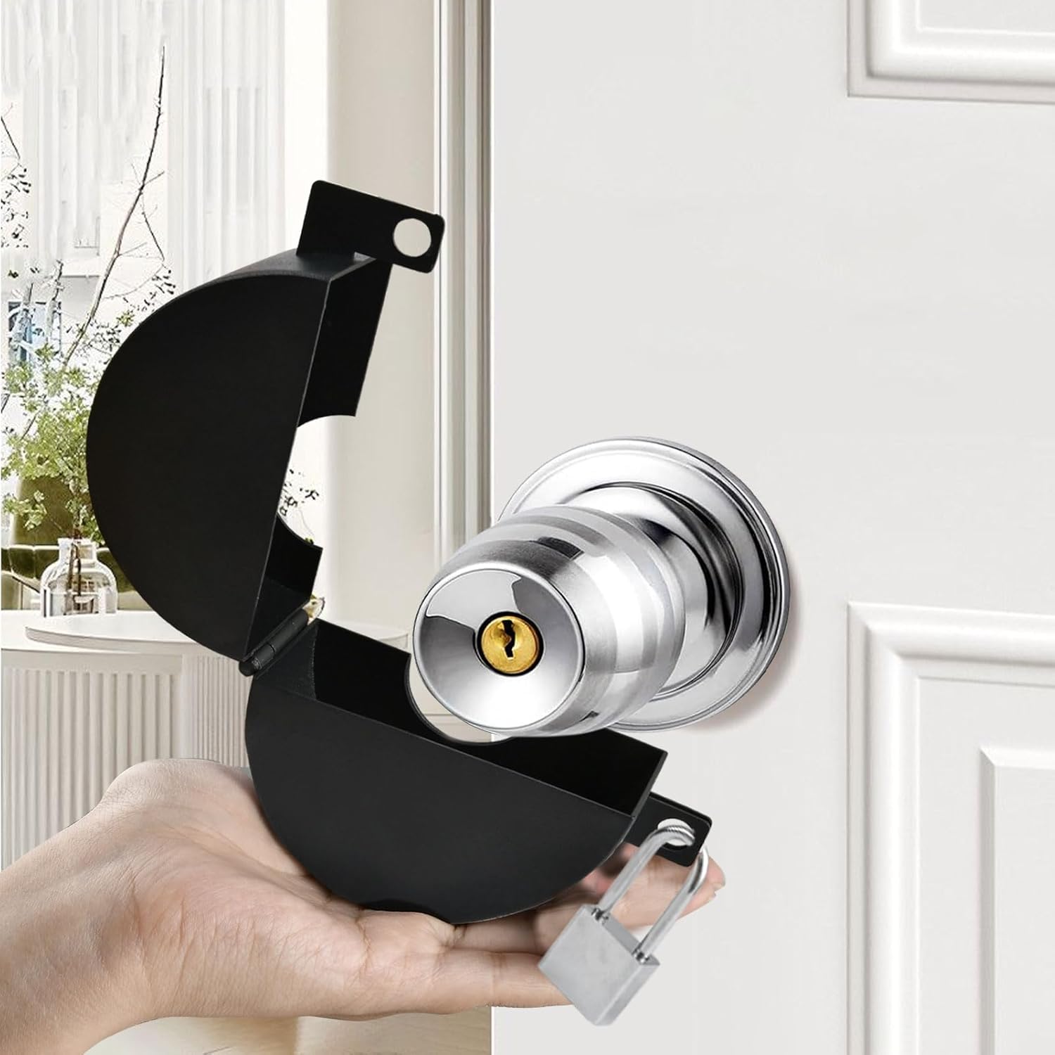 Aemygo Door Knob Lock Out Device with Padlock for Child Safety - Prevents Turning & Operating Handle, Disable Access to Keyhole - WildKart