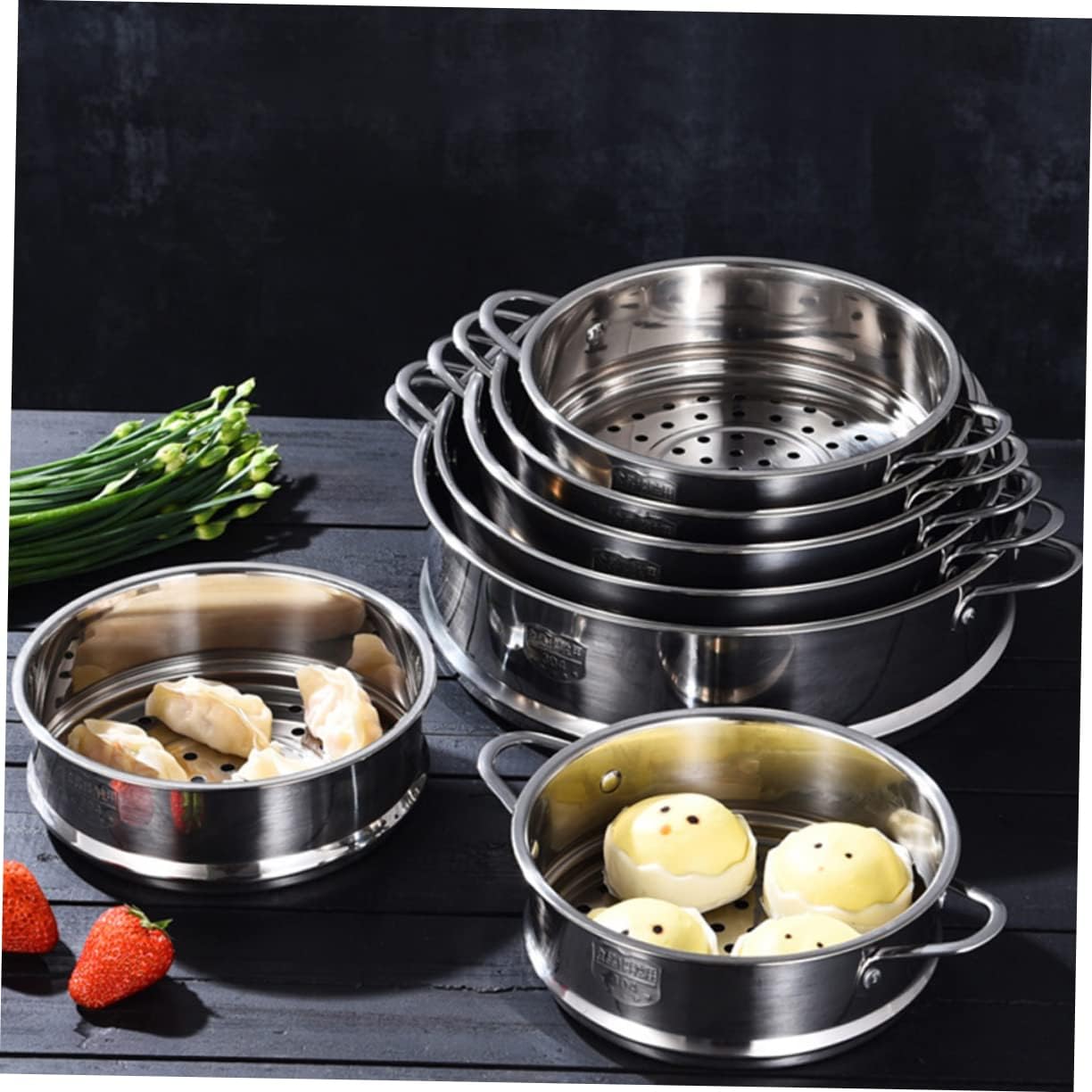 Aerowake 304 Stainless Steel Dim Sum Steamer Basket - Perfect for Rice, Buns, Eggs, and Seafood