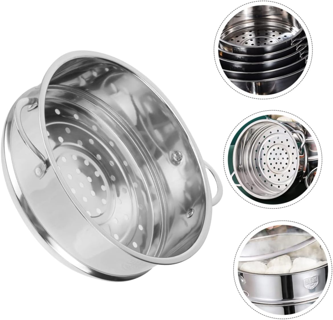 Aerowake 304 Stainless Steel Dim Sum Steamer Basket - Perfect for Rice, Buns, Eggs, and Seafood