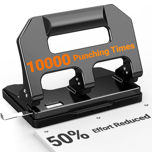 AFMAT Heavy Duty 3 Hole Puncher for Binder - 40-Sheet Capacity, 50% Less Effort, Durable Metal Construction, Built-in Paper Guide, Long-lasting Performance