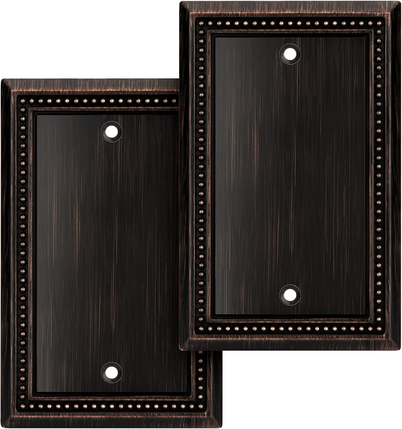 Aged Bronze Heavy Duty Sunken Pearls Decorative Wall Plate Switch Cover - Single Blank, 2 Pack