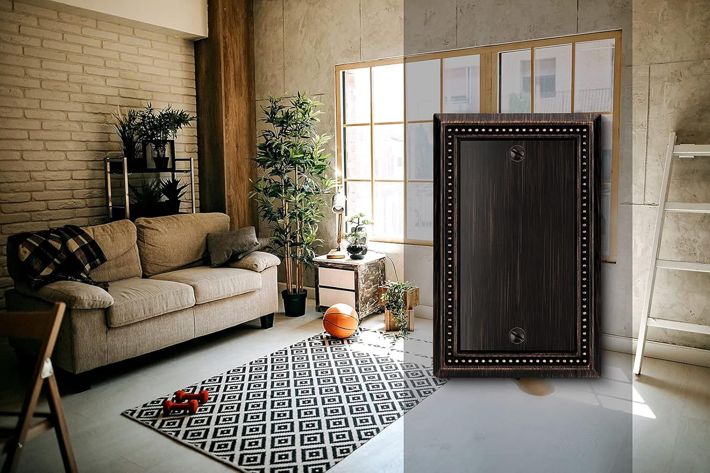 Aged Bronze Heavy Duty Sunken Pearls Decorative Wall Plate Switch Cover - Single Blank, 2 Pack