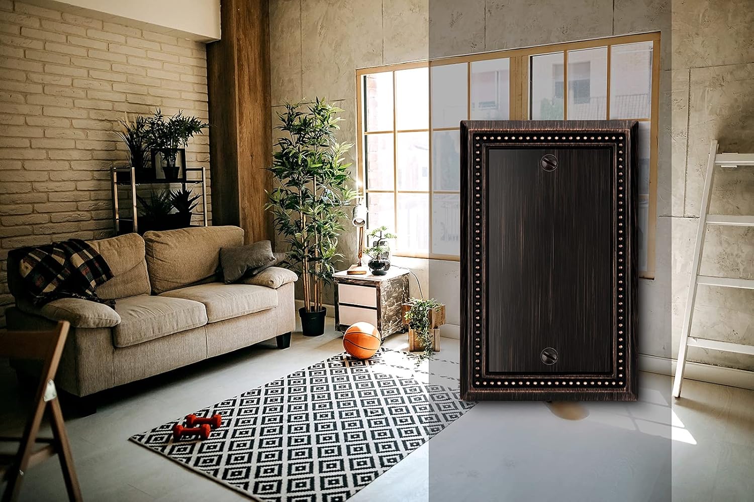 Aged Bronze Heavy Duty Sunken Pearls Decorative Wall Plate Switch Cover - Single Blank, 2 Pack