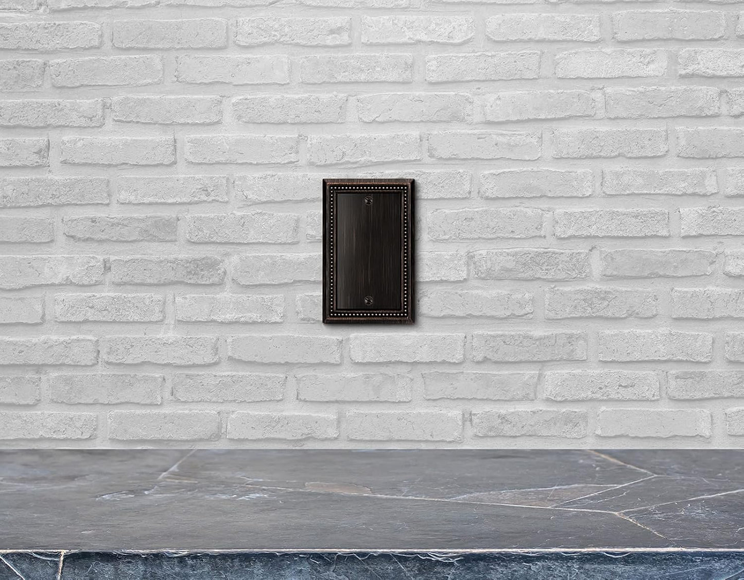 Aged Bronze Heavy Duty Sunken Pearls Decorative Wall Plate Switch Cover - Single Blank, 2 Pack