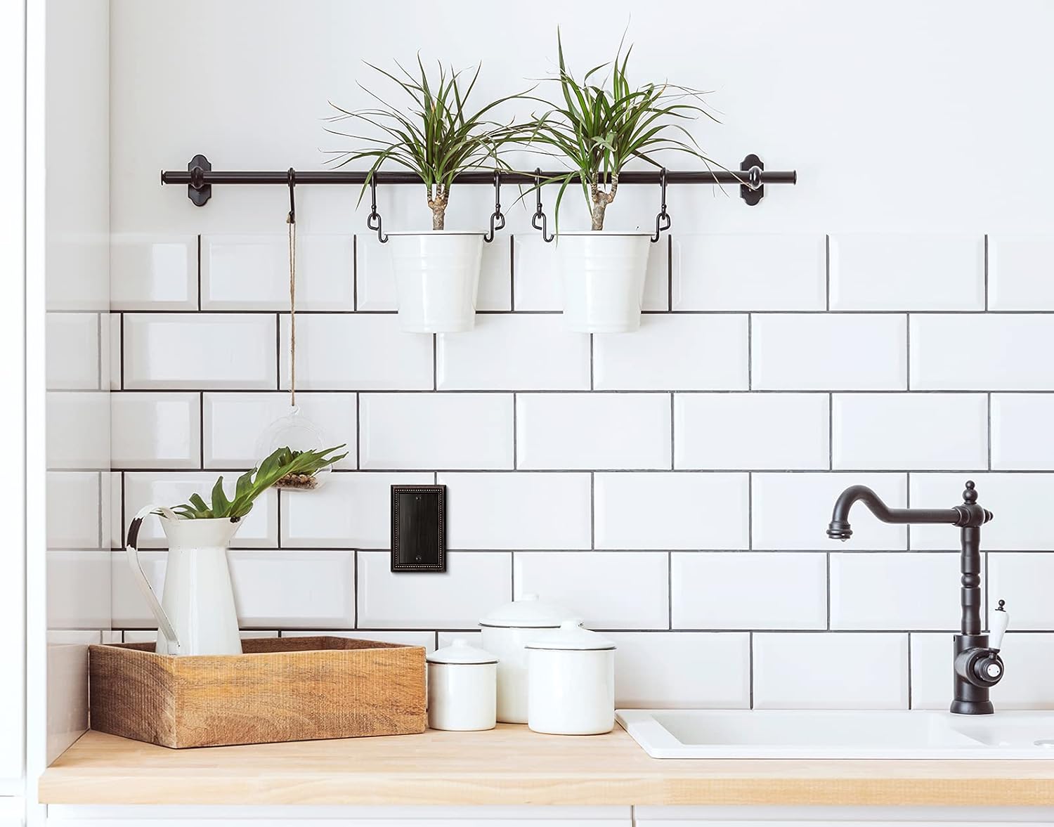 Aged Bronze Heavy Duty Sunken Pearls Decorative Wall Plate Switch Cover - Single Blank, 2 Pack