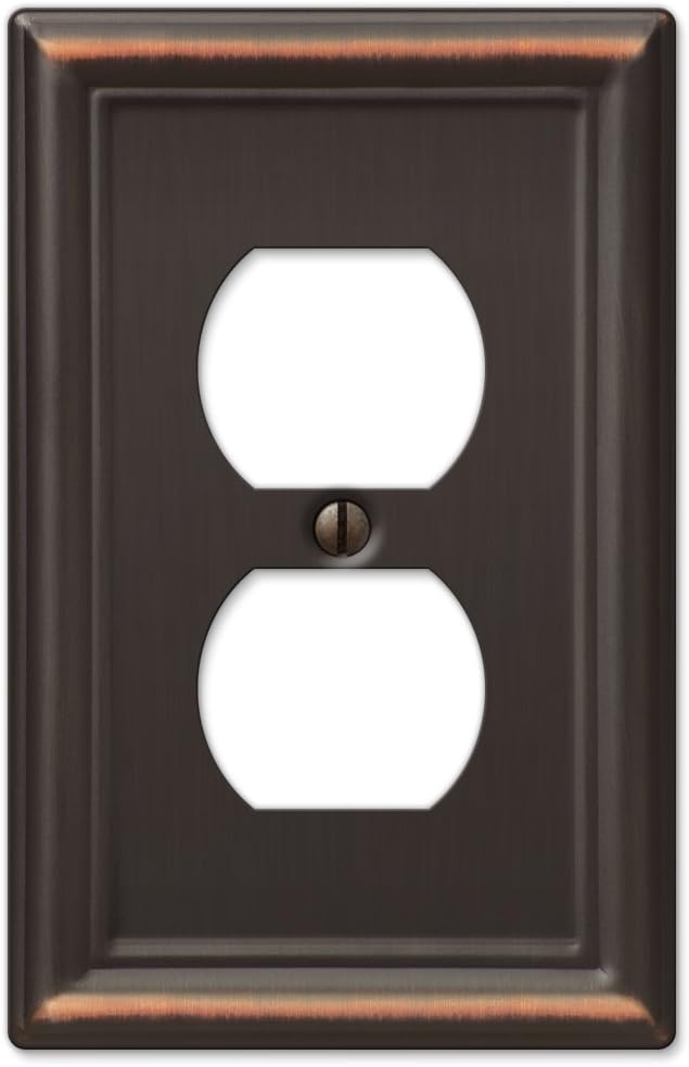 Aged Bronze Steel Single Duplex Wallplate by Amerelle - Chelsea Series 149DDB