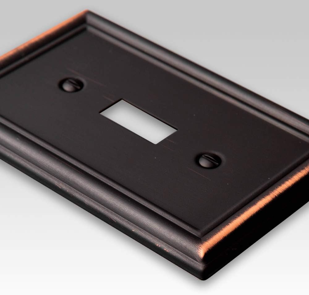 Aged Bronze Steel Single Duplex Wallplate by Amerelle - Chelsea Series 149DDB