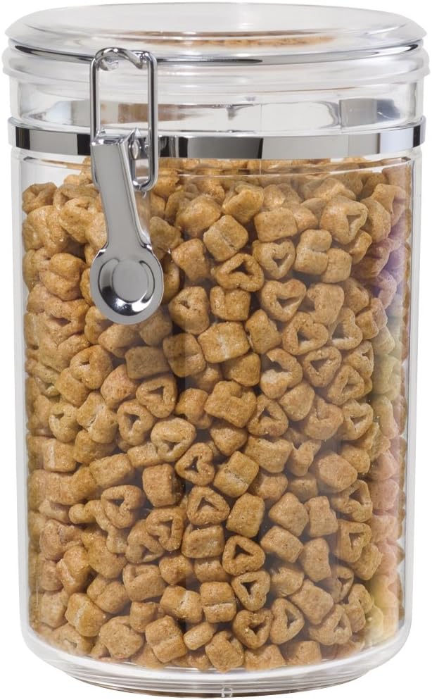 Airtight Food Storage Container - OGGI Clear Canister with Clamp Lid, 59 oz - Ideal for Pantry & Kitchen Storage of Bulk Dry Foods, Pasta, Flour, Sugar, Coffee, Rice, Tea, Spices & Herbs