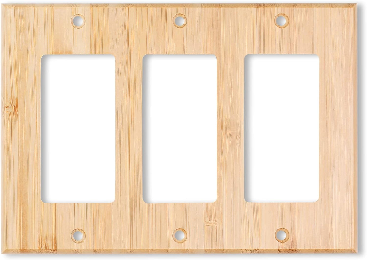 Alckerou Bamboo Triple Rocker Light Switch Plate - Solid Wood Cover for Bedroom, Kitchen, Home Decor - 4.5" x 6.3" Quality Raw Wooden Design