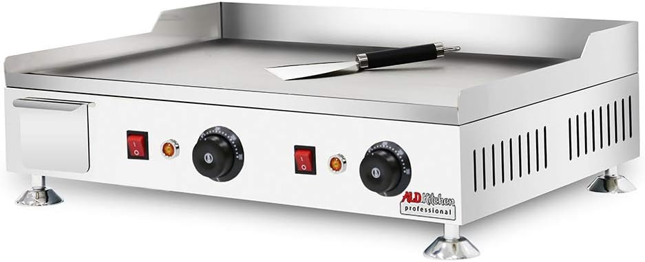ALDKitchen Teppanyaki Grill Flat Top Griddle with Dual Thermostat - No Plug Required - 110V (24.25’ x 17.59’)