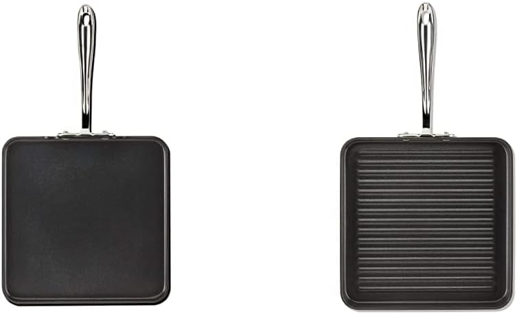 All-Clad HA1 Hard Anodized Nonstick Griddle and Grill Set, 11 x 11 Inch, Black Cookware