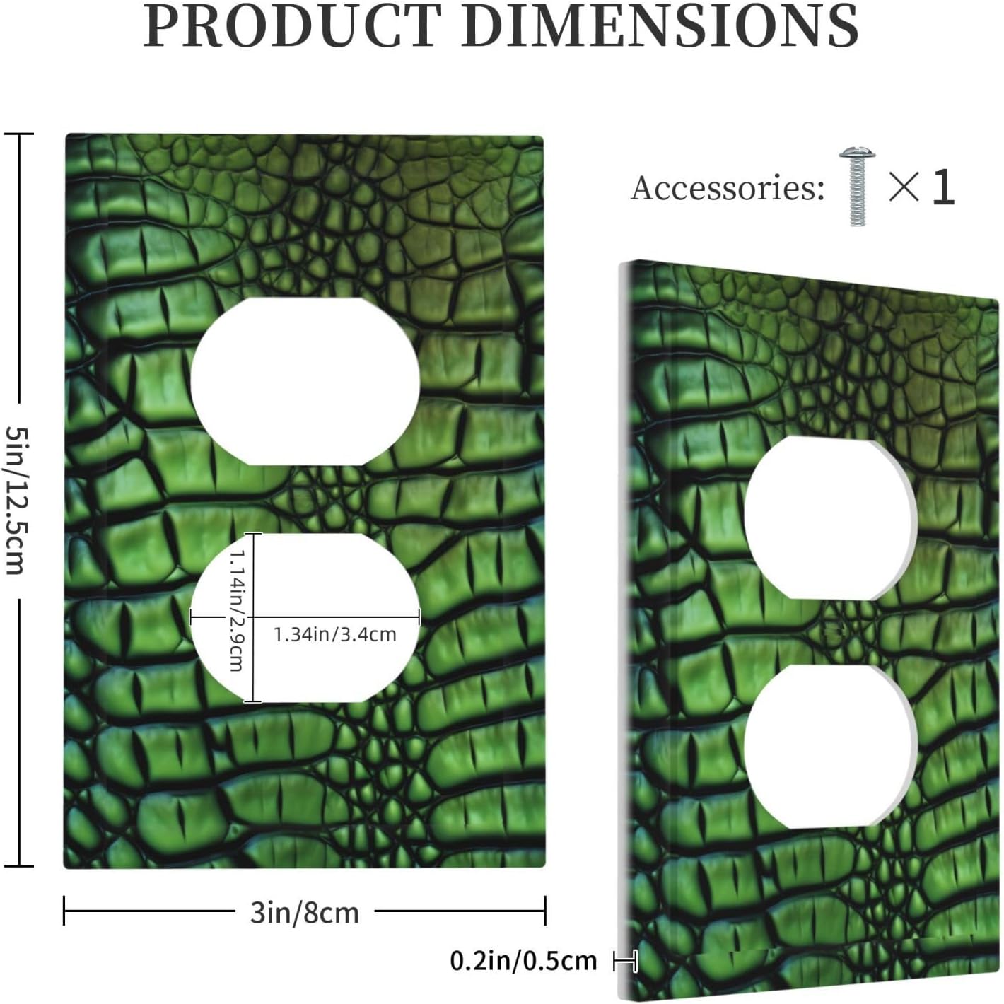 Alligator Skin Decorator Light Switch Cover for Single Duplex Outlet - 1 Gang Wall Plate - Mid Size 5" x 3