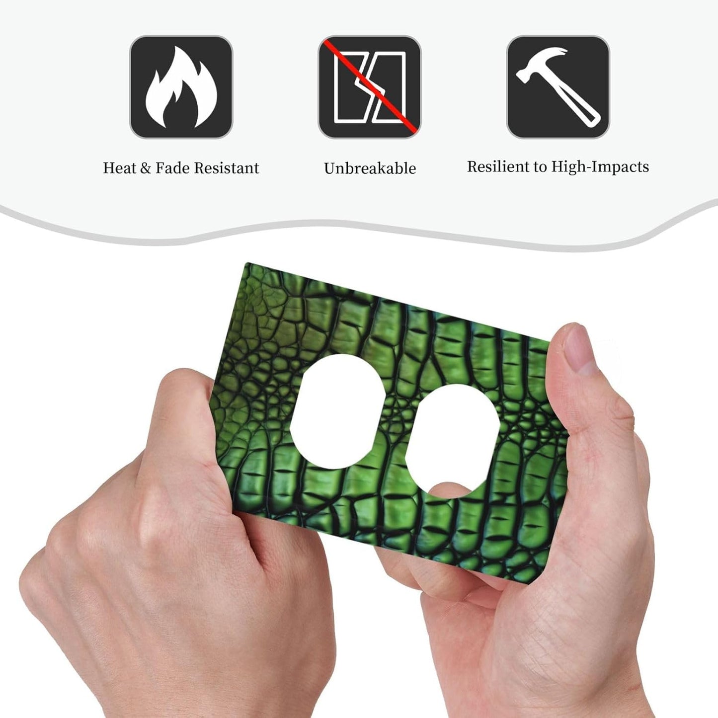 Alligator Skin Decorator Light Switch Cover for Single Duplex Outlet - 1 Gang Wall Plate - Mid Size 5" x 3