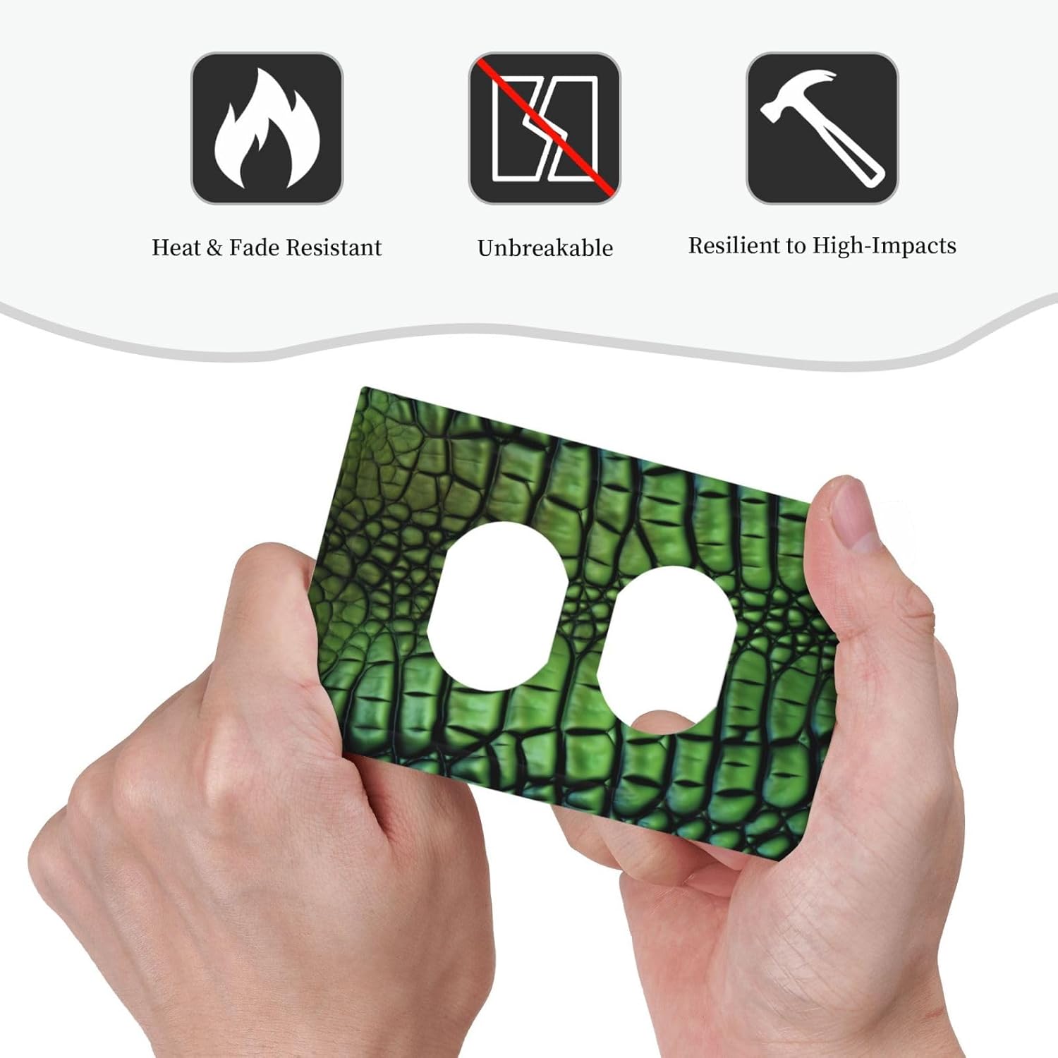 Alligator Skin Decorator Light Switch Cover for Single Duplex Outlet - 1 Gang Wall Plate - Mid Size 5" x 3