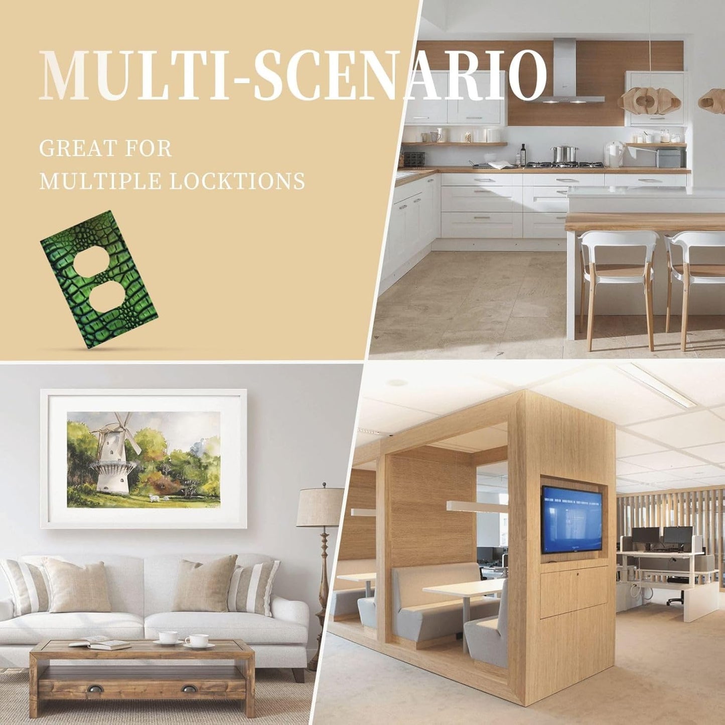 Alligator Skin Decorator Light Switch Cover for Single Duplex Outlet - 1 Gang Wall Plate - Mid Size 5" x 3