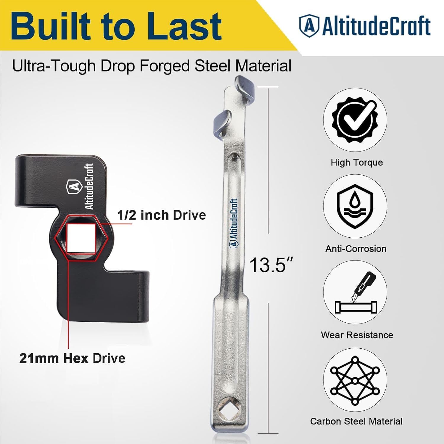 AltitudeCraft 1/2" Drive Wrench Extender Set with 13.5" Extension Bar - Extension Wrench Tool Kit